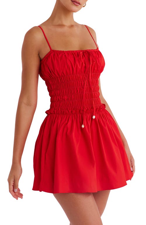 Shop Mistress Rocks Smocked Sleeveless Minidress In Red