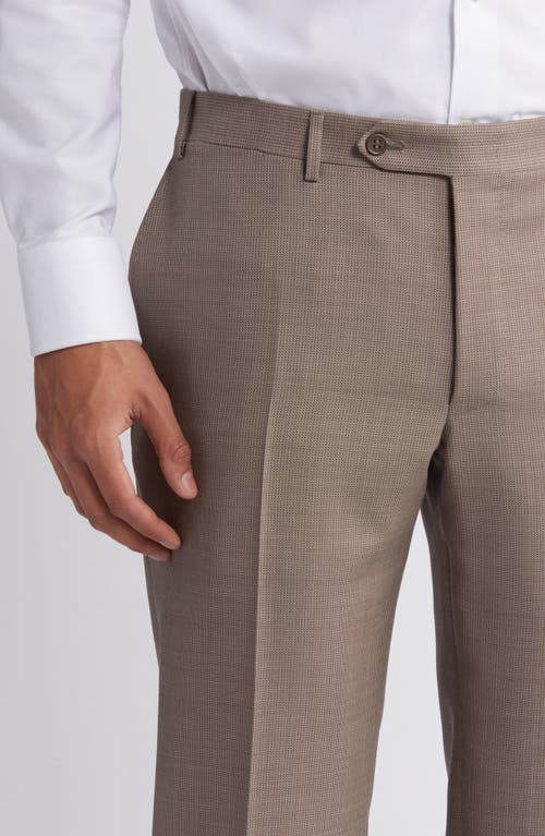 Shop Canali Siena Regular Fit Solid Wool Dress Pants In Beige