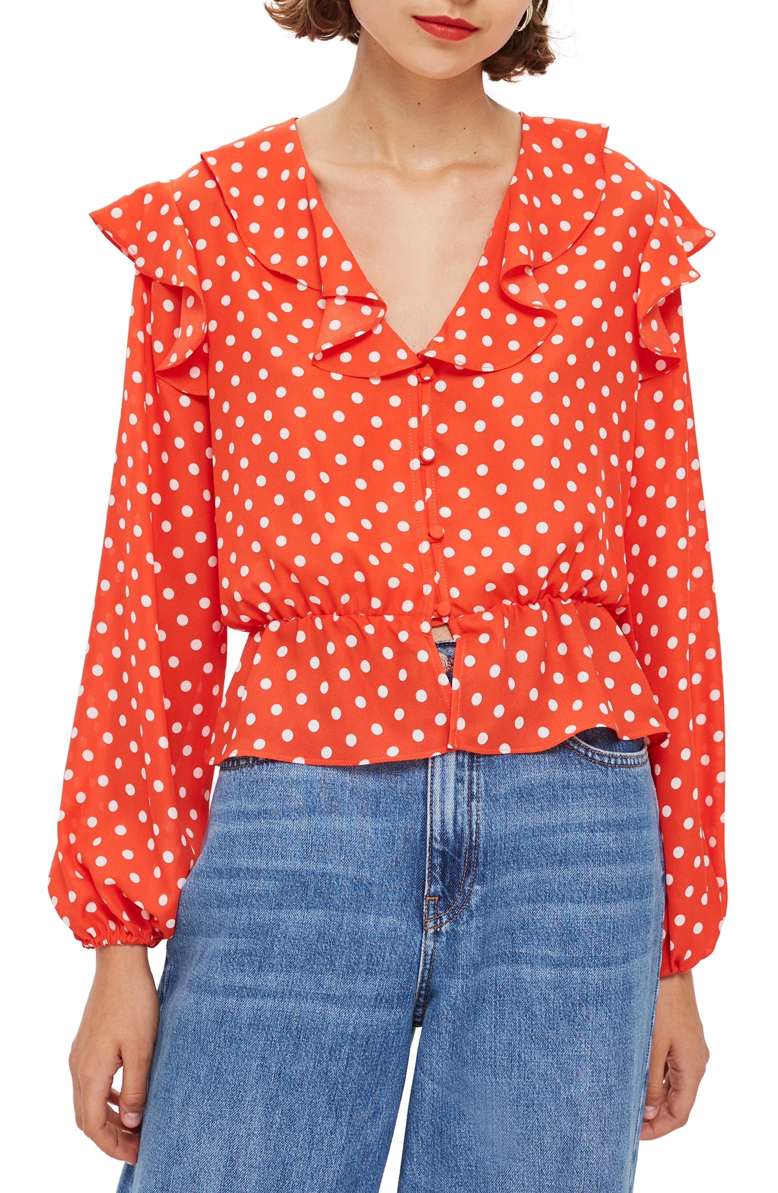 topshop polka dot blouse