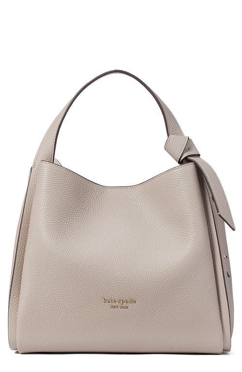 knott medium leather tote in Warm Taupe.