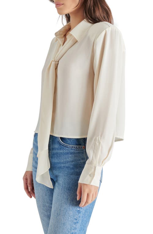 Shop Steve Madden Noelle Tie Neck Shirt In Cream