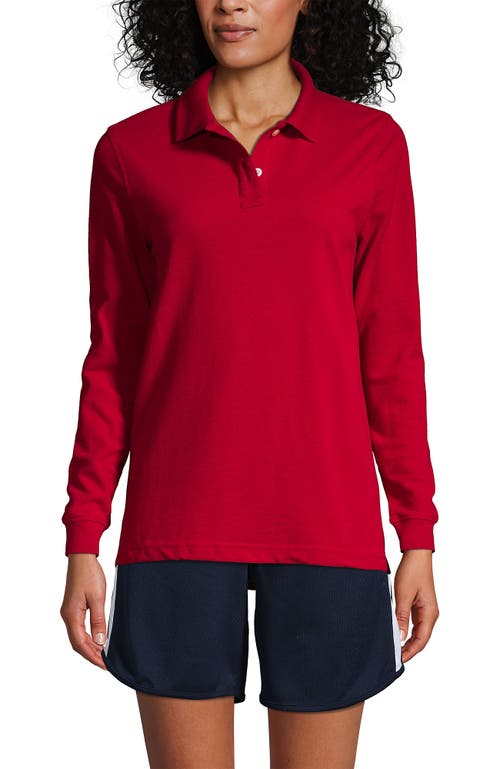 Shop Lands' End School Uniform Young  Long Sleeve Mesh Polo Shirt In Red