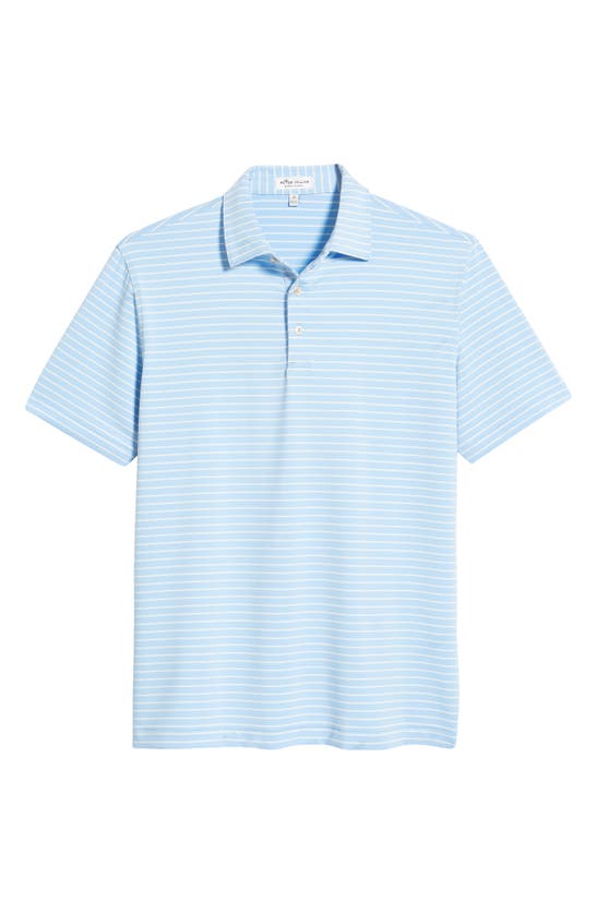 Peter Millar Drum Stripe Performance Polo In Cottage Blue/ Colada