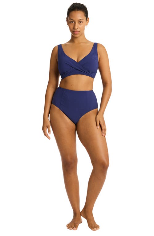 Sea Level Cross Front Multifit Bikini Top In French Navy