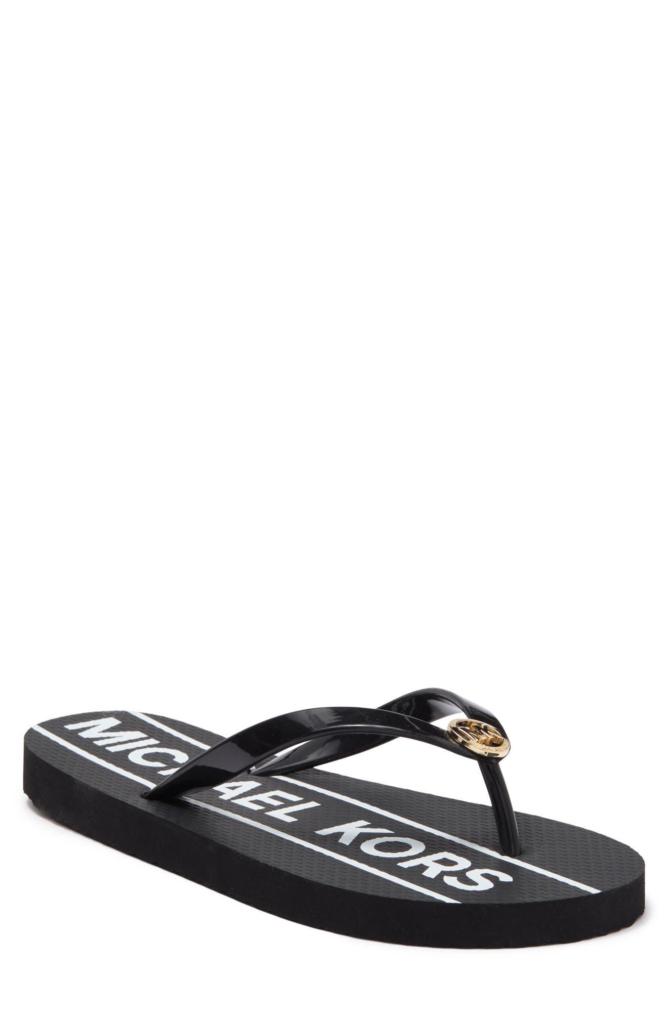 mk black flip flops