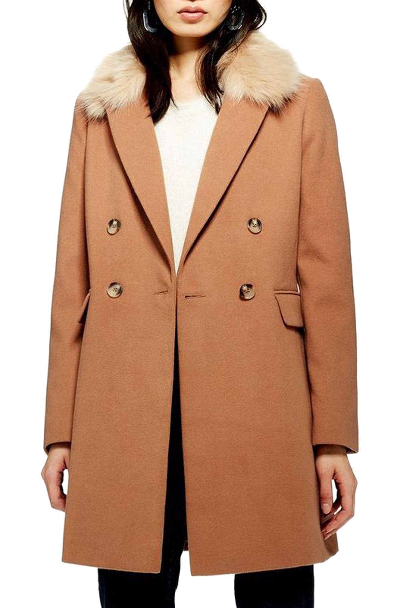 naomi faux fur collar coat topshop