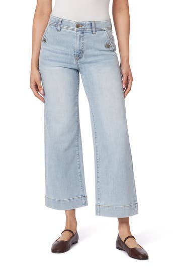 Curve Appeal Premium Crop Wide Leg Jeans In Sky Blue