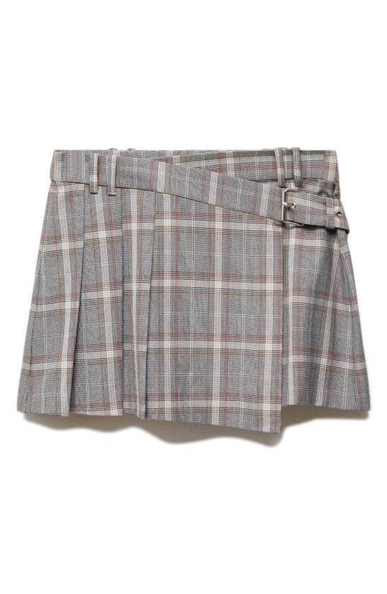 Shop Mango Plaid Wrap Miniskirt In Grey