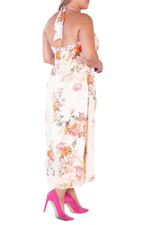 Shop S And P Floral Halter Maxi Dress In Beige Floral