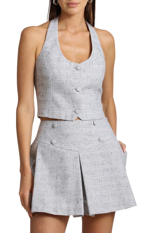 Avec Les Filles Halter Crop Tweed Vest Navy at Nordstrom,