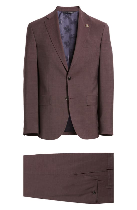 Shop Ted Baker London Roger Extra Slim Fit Solid Wool Suit In Burgundy