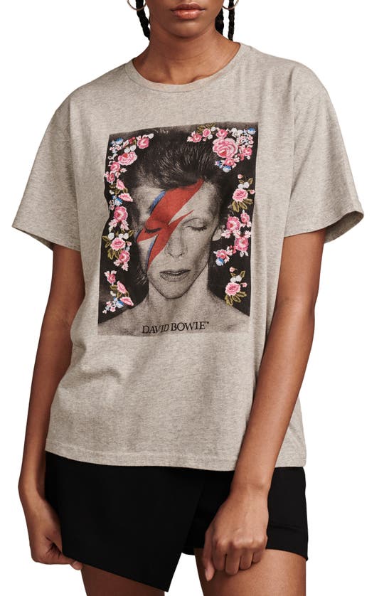 Shop Lucky Brand Bowie Floral Embroidered Graphic T-shirt In Medium Heather Grey