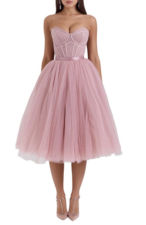 HOUSE OF CB Darling Corset Fit & Flare Dress in Adobe Rose 