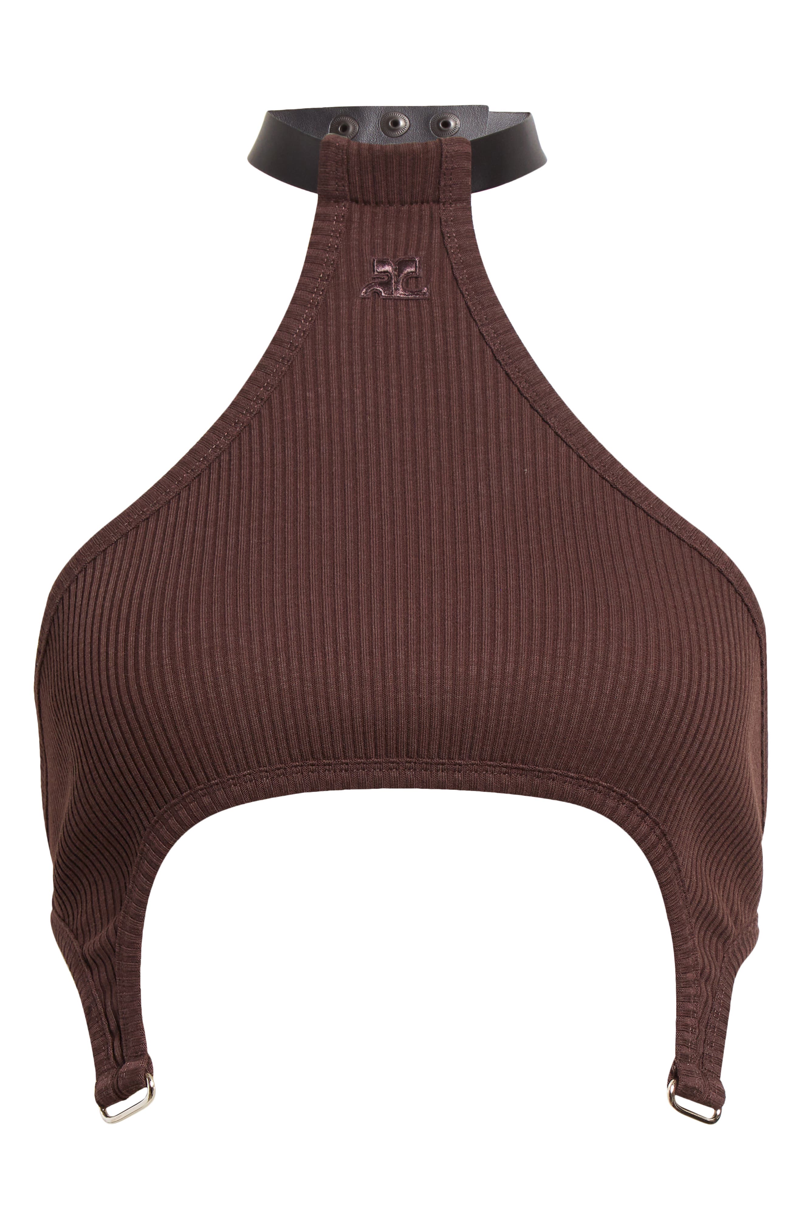 Courrèges Suspenders Detail Rib Crop Halter Top Nordstrom