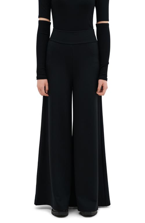 Marcella Georgia High Waist Wide Leg Ponte Knit Pants Black at Nordstrom,