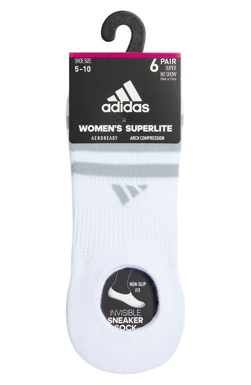 Adidas Originals Adidas 6-pack Superlite No Show Performance Socks In White/black/grey