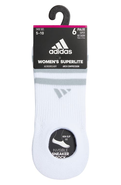 Shop Adidas Originals Adidas 6-pack Superlite No Show Performance Socks In White/black/grey