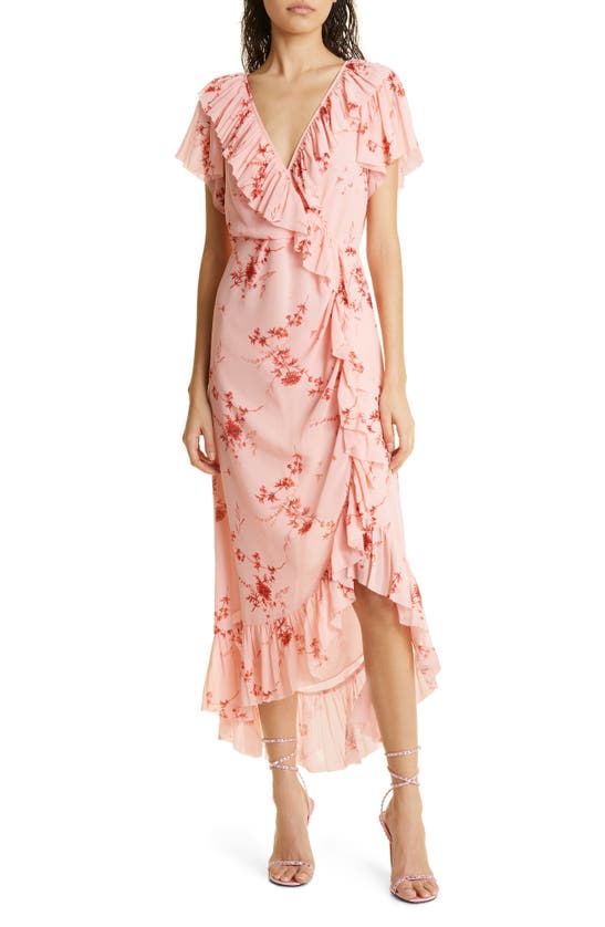 Shop Cinq À Sept Fleur Sheilla Ruffle Faux Wrap Dress In Pale Rose Multi
