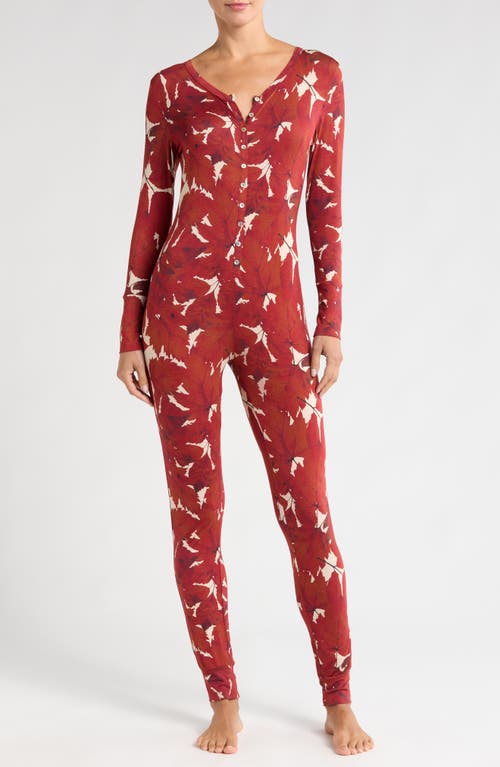 Shop Kilo Brava Long Sleeve One-piece Pajamas In Fallen Leaves