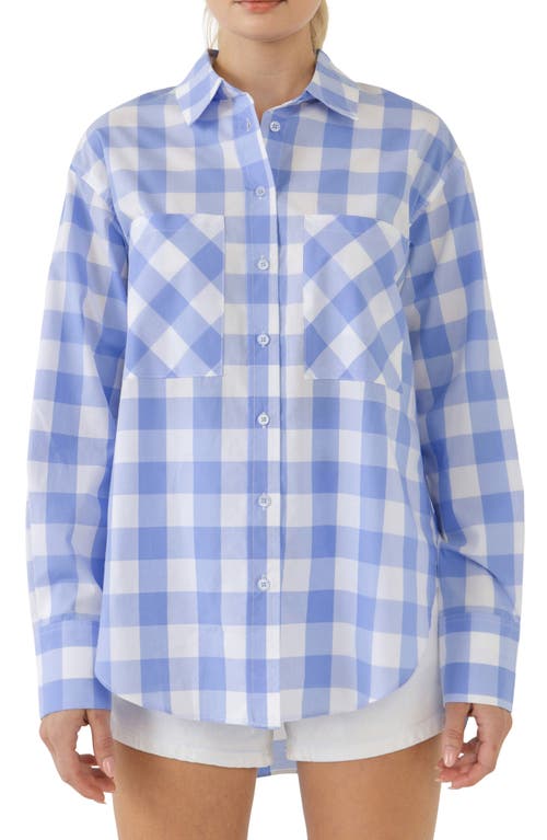 Shop English Factory Gingham Cotton Shirt In White/blue