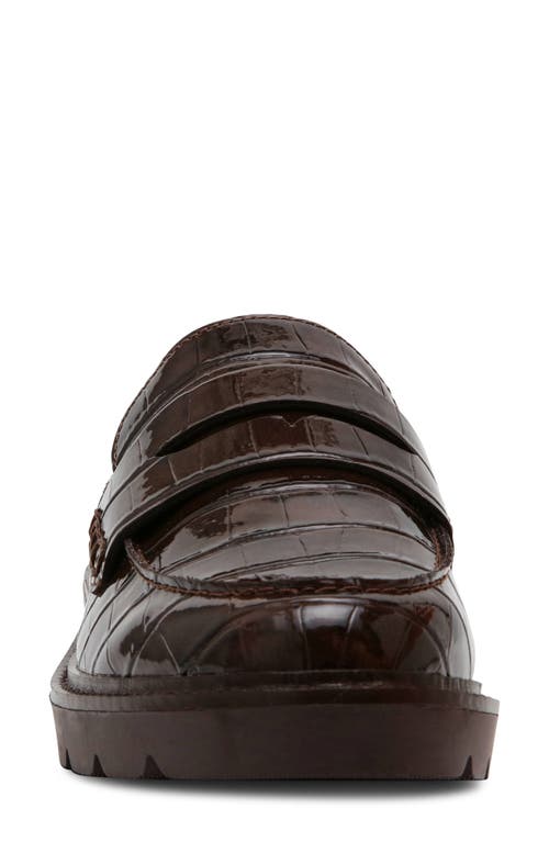 Shop Anne Klein Eryn Croc Embossed Penny Loafer In Brown Croco