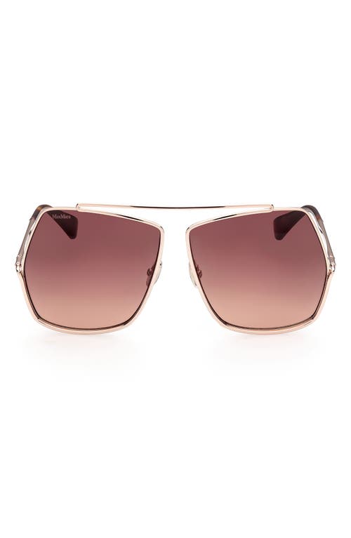 Shop Max Mara 64mm Geometric Sunglasses In Rose Gold/gradient Brown