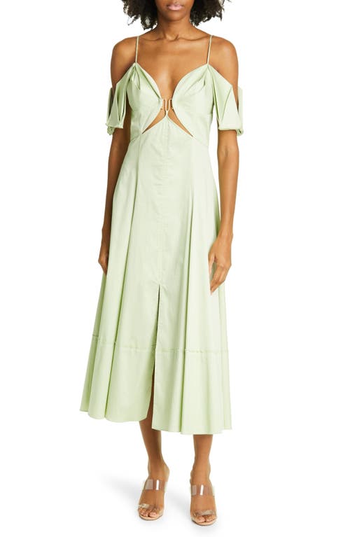 Cult Gaia Dina Cold Shoulder Cutout Midi Dress in Jade