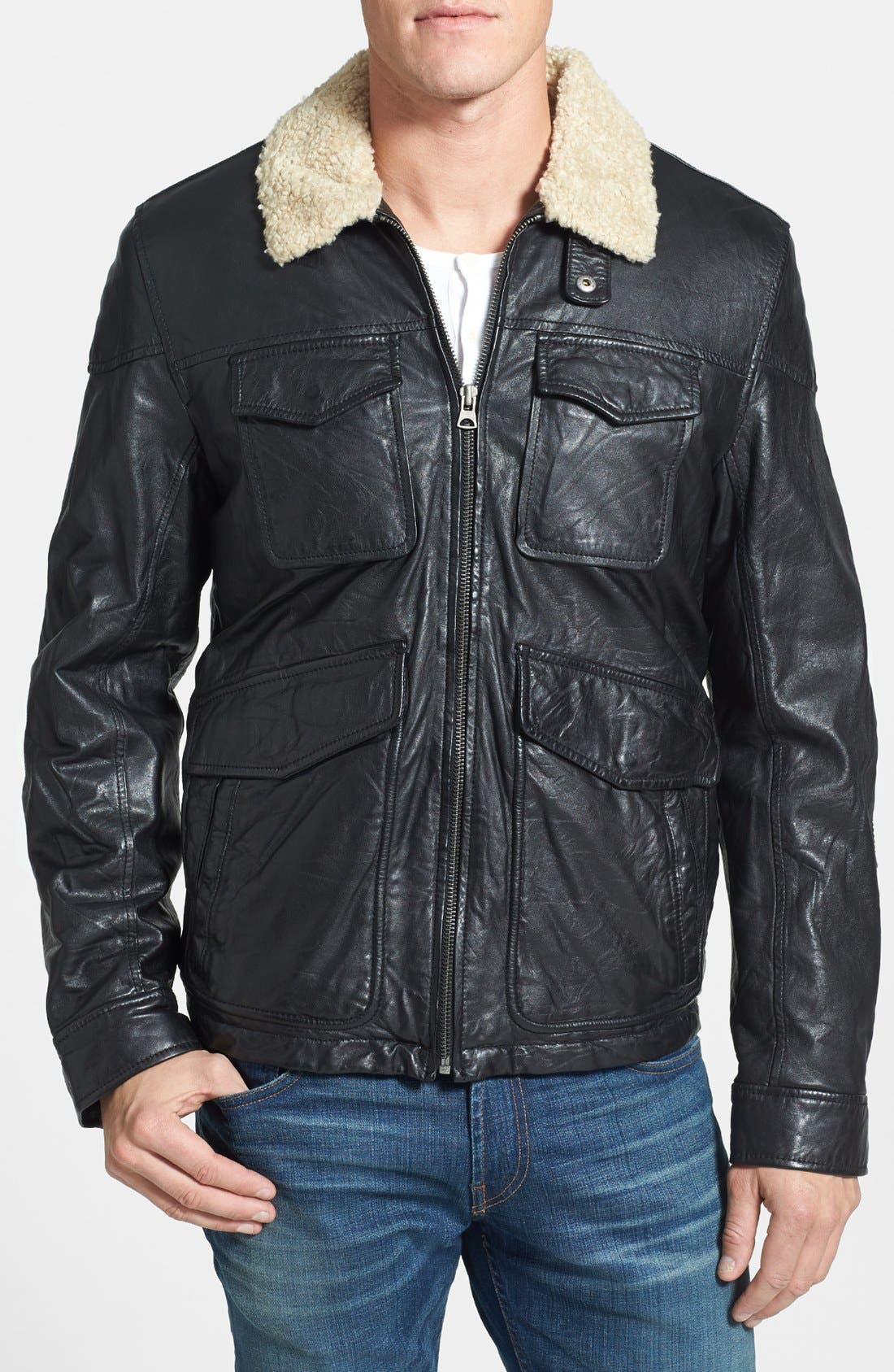 Levi's® Faux Shearling Lined Leather Bomber Jacket Nordstrom