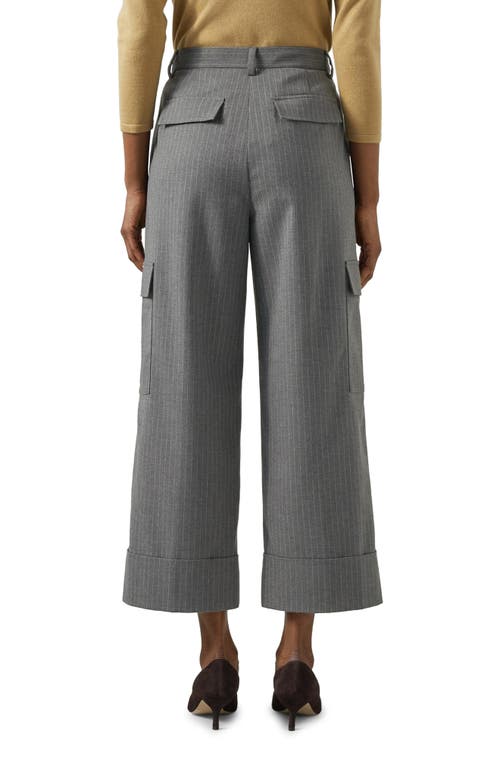 Shop Lk Bennett Rosalind Pinstripe Crop Cargo Pants In Grey Melange