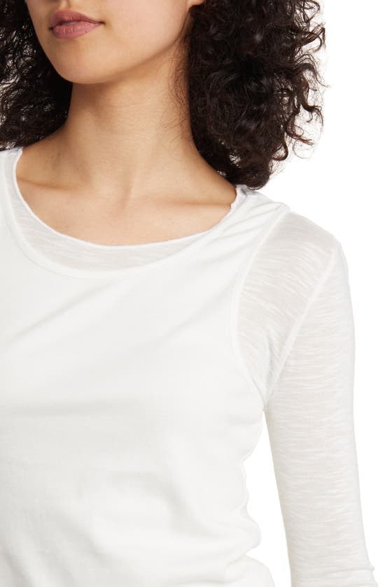 Bdg Urban Outfitters Double Layer Long Sleeve Top In Off-white