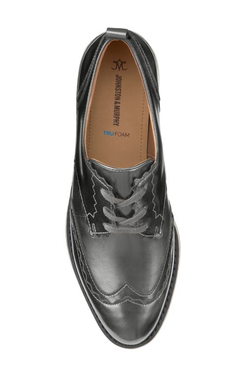 Johnston & Murphy Mitzi Wedge Derby In Pewter Metallic Sheepskin