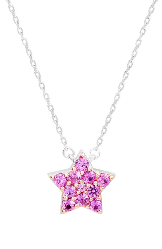 Shop Suzy Levian Sapphire Star Pendant Necklace In Pink