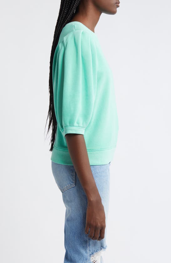 Shop Rails Camy Pleated Puff Sleeve Cotton Sweatshirt In Jade