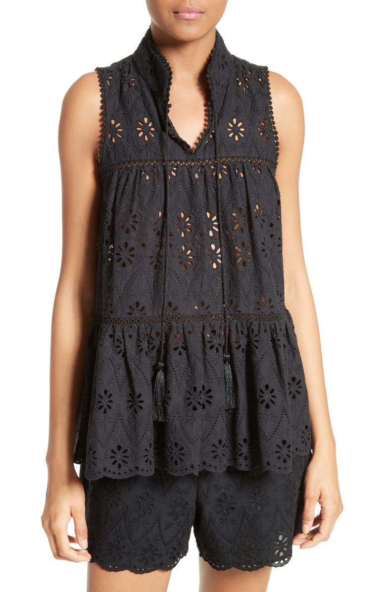 kate spade new york eyelet embroidered tiered top | Nordstrom