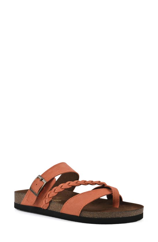 White Mountain Footwear Hazy Leather Footbed Sandal In Aperol Spritz/ Suede