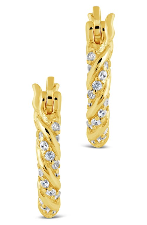 Sterling Forever Ruthi Cz Twist Hoop Earrings In Gold