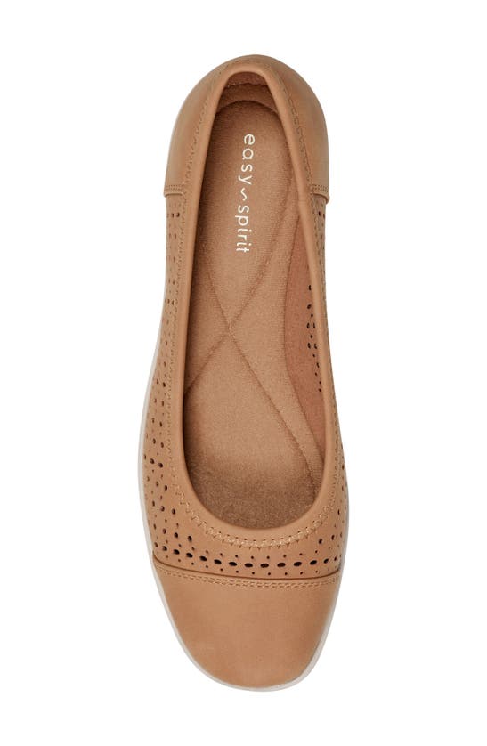Shop Easy Spirit Luciana Perforated Flat In Tan