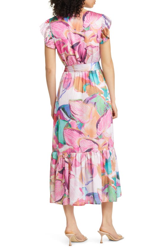 Shop Sam Edelman Colorburst Leaf Print Faux Wrap Dress In Pink Multi