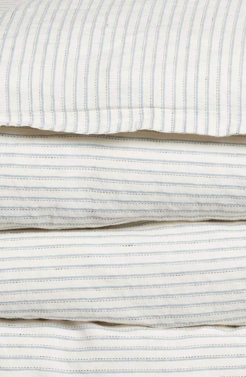 Shop Pom Pom At Home Connor Stripe Linen & Cotton Duvet Cover In Ivory/denim