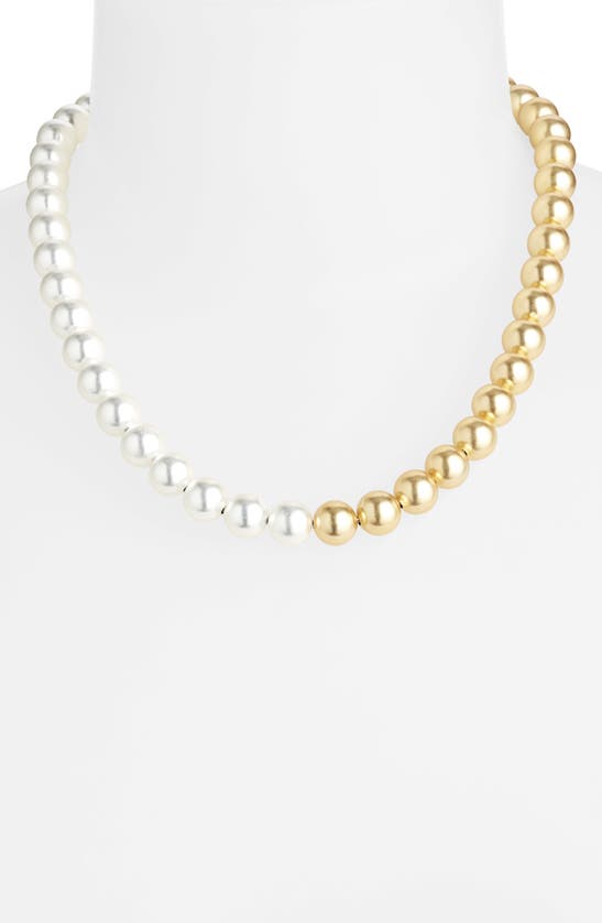 Shop Karine Sultan Two-tone Beaded Chain Necklace In Mixed Metals