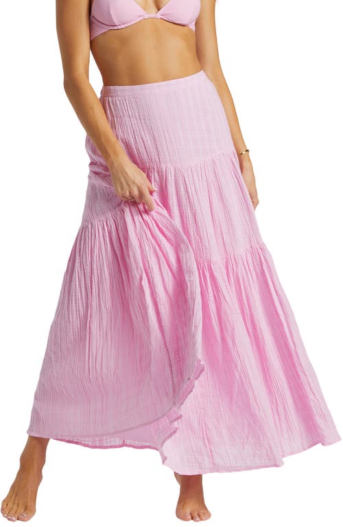 Billabong Sol Tiered Cotton Maxi Skirt In Pink