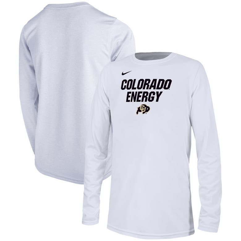Nike Kids' Youth   White Colorado Buffaloes 2024 On-court Bench Energy T-shirt