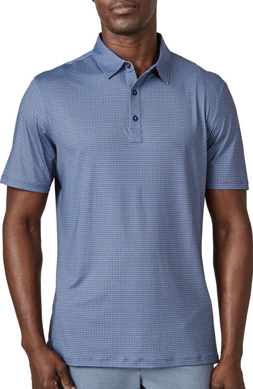 Lenox Medallion Print Performance Polo in Navy