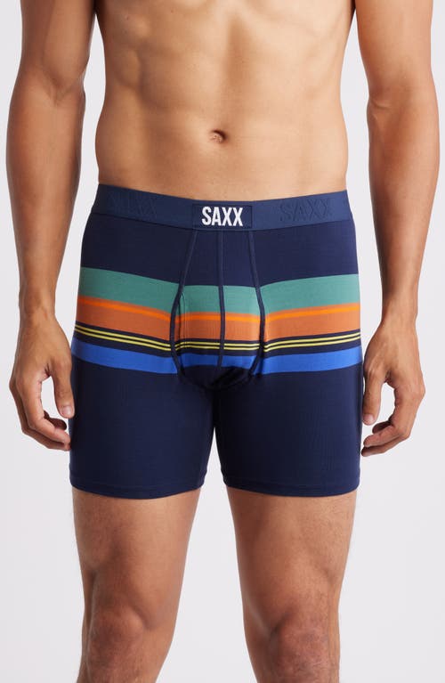 SAXX Ultra Super Soft Relaxed Fit Boxer Briefs in League Stripe-Navy 