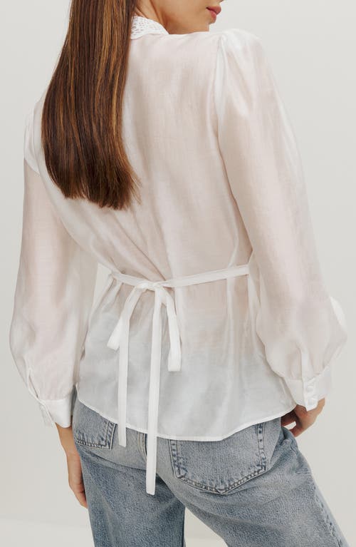 Shop Reformation Indy Ruffle Lace Collar Shirt In White