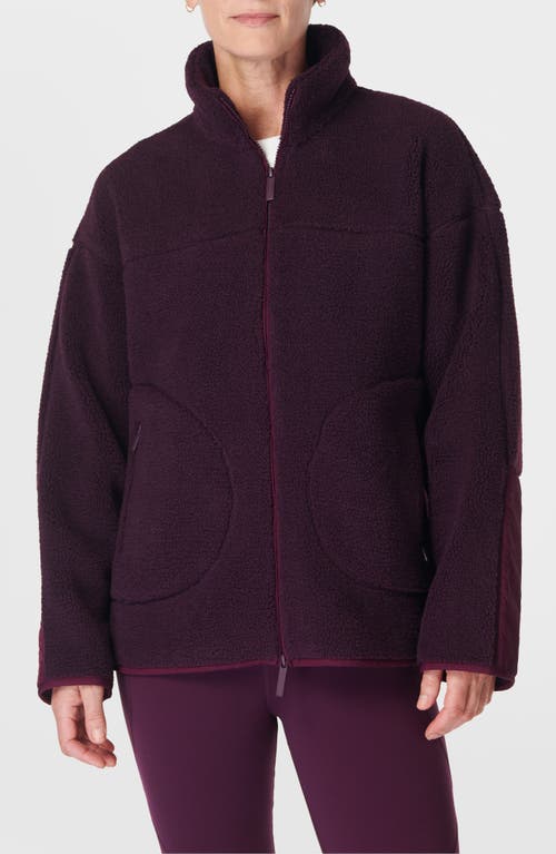 Sweaty Betty Front Zip Fleece Jacket in Midnight Cherry Purple 