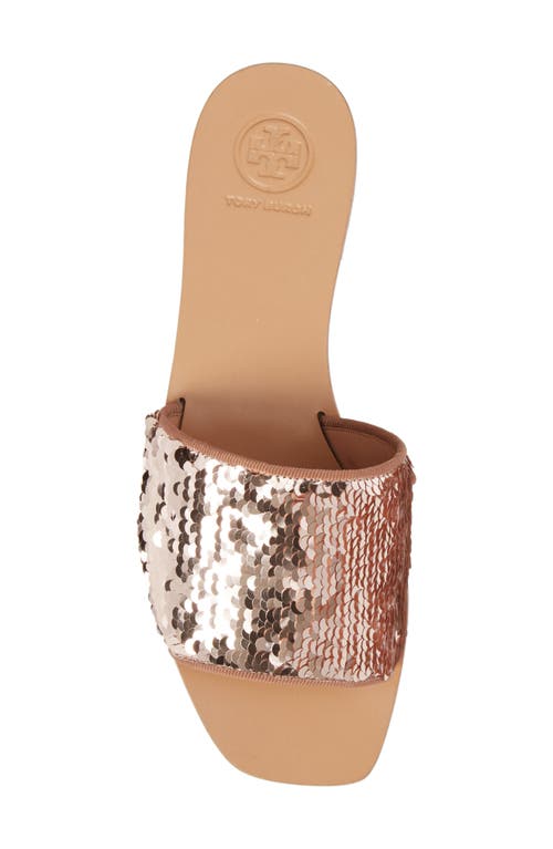 Shop Tory Burch Carter Sequin Slide Sandal In Rose Gold/perfect Blush