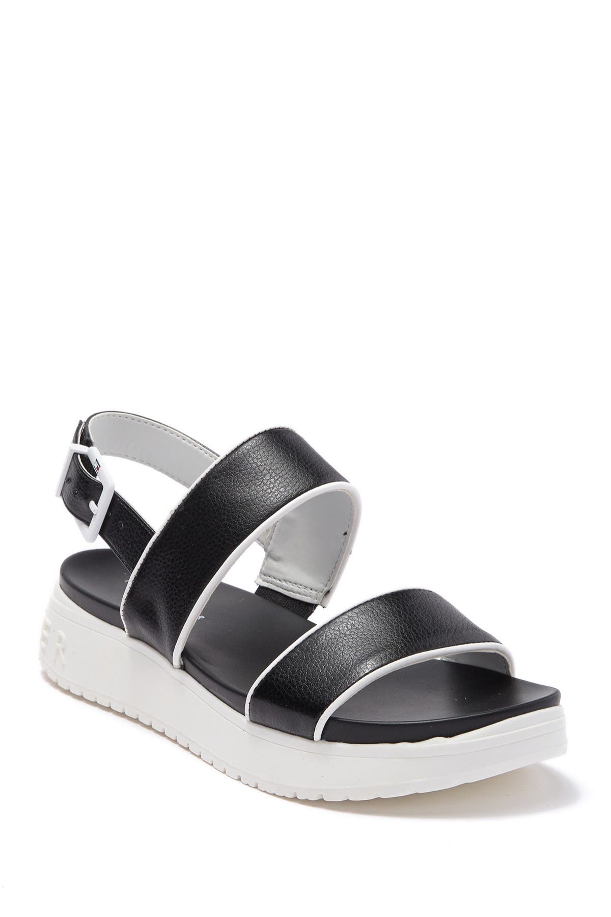 tommy hilfiger platform sandals black and white