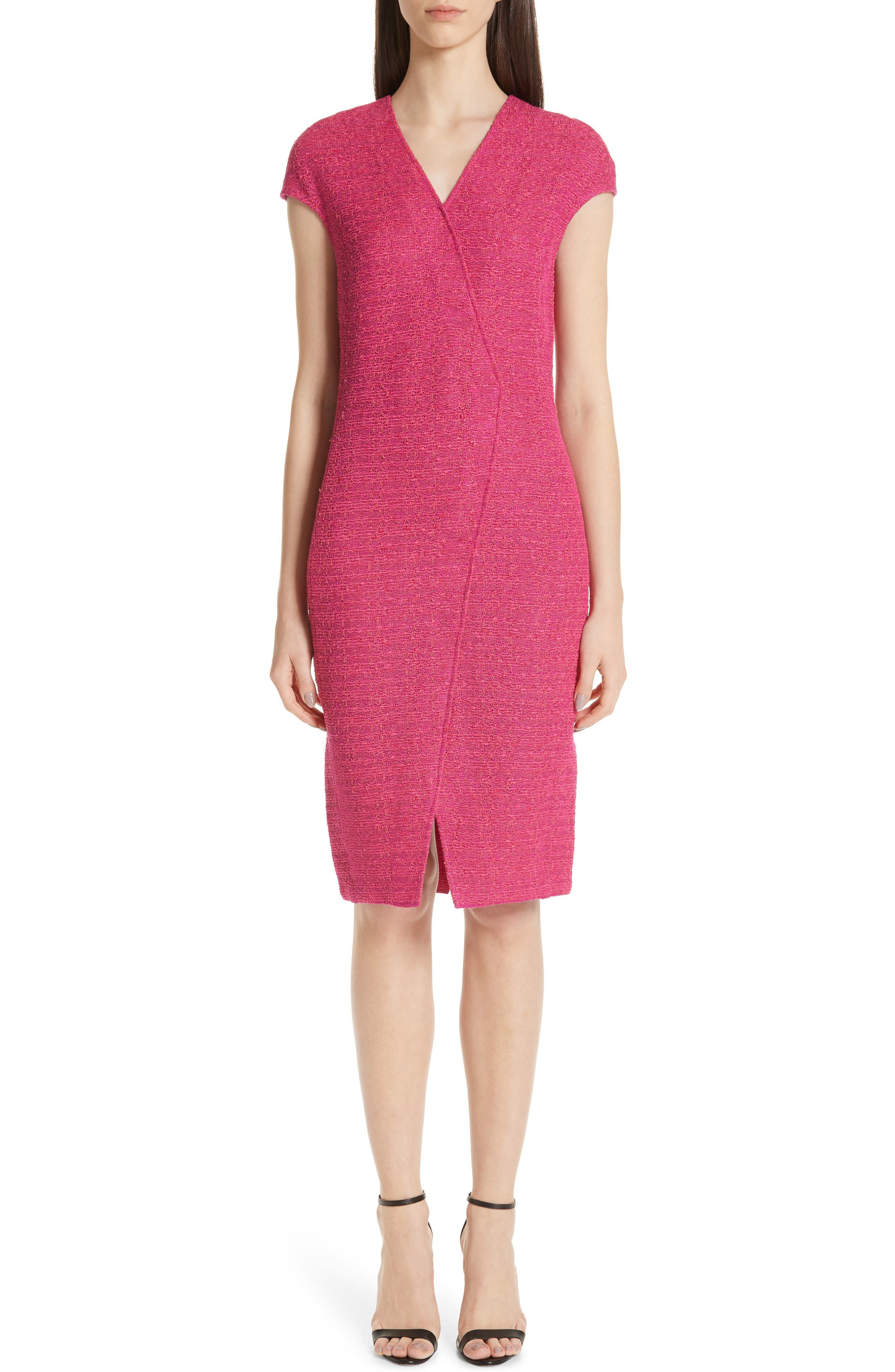 St. John Collection Andrea Knit Cap Sleeve Dress, Pink