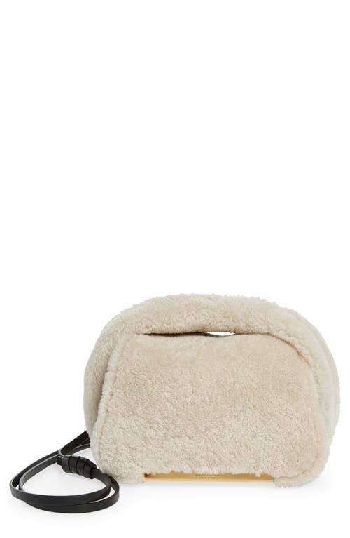 DeMellier Mini Lisbon Genuine Shearling Shoulder Bag in Off White Shearling